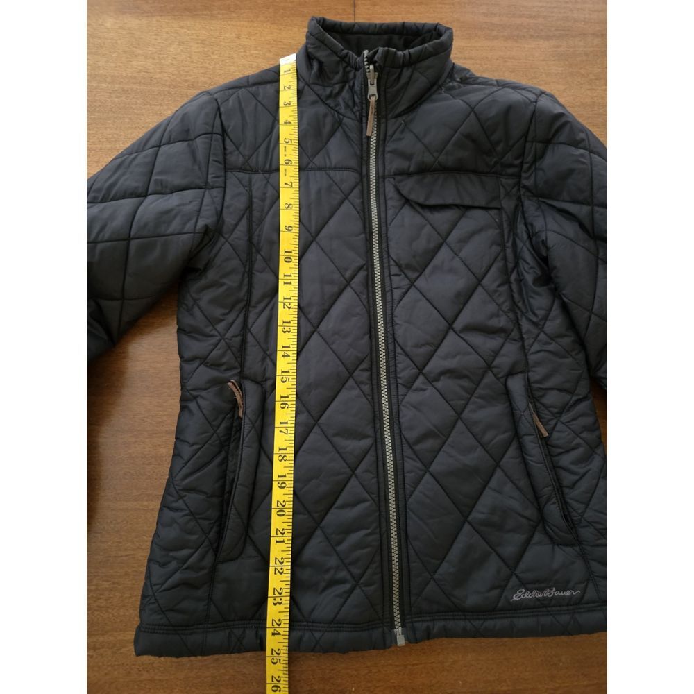 Women's Eddie Bauer Diamond Quilted Jacket Black Small‎ Full Zip